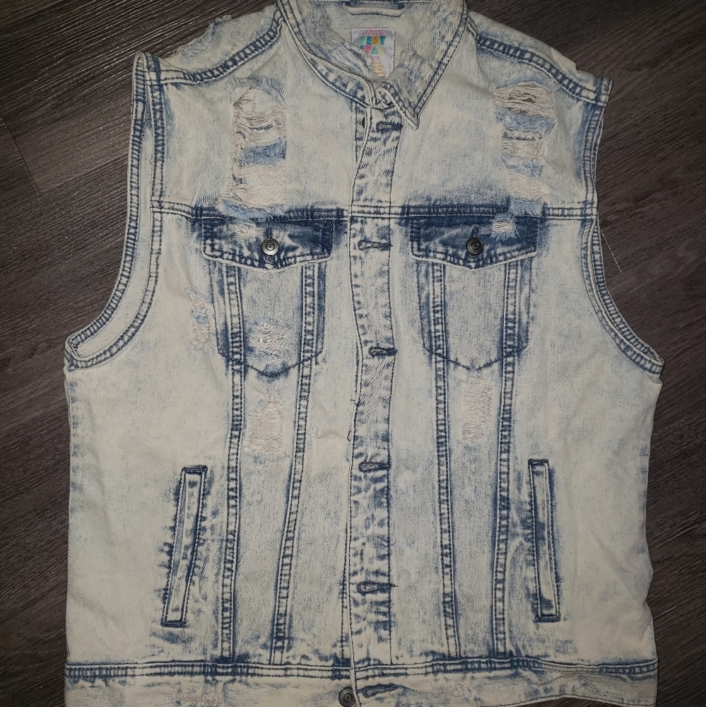 Men's Distressed Jean Vest
